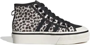 adidas Womens Nizza Leopard Print Platform Sneakers Shoes Casual - Black, White - Size 7 M