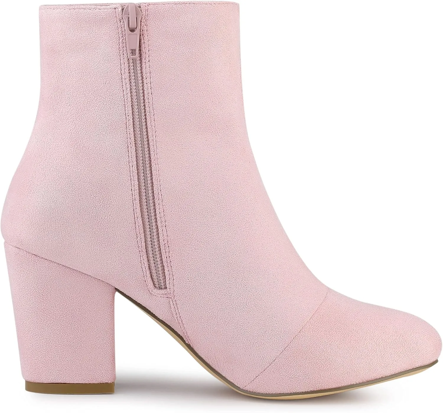 Allegra K Women's Round Toe Chunky Heel Ankle Boots