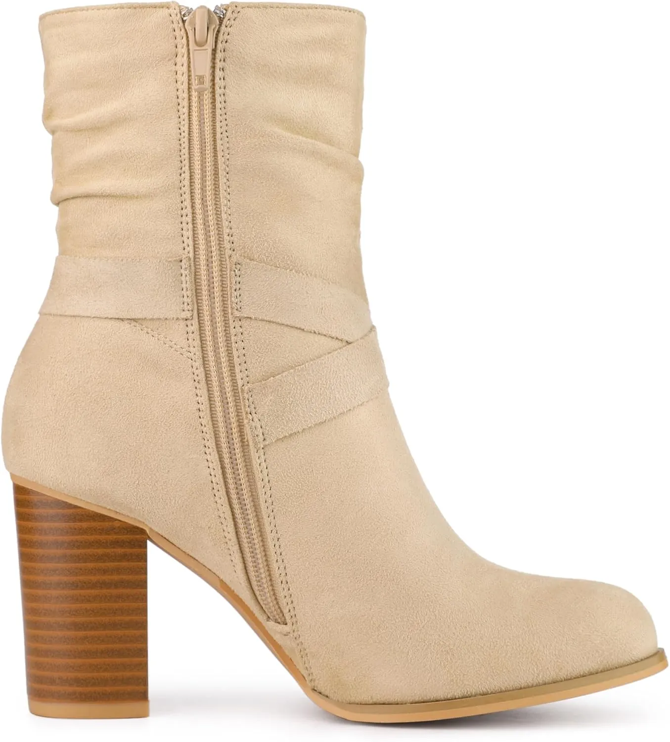 Allegra K Women's Slouch Chunky Heel Ankle Boots