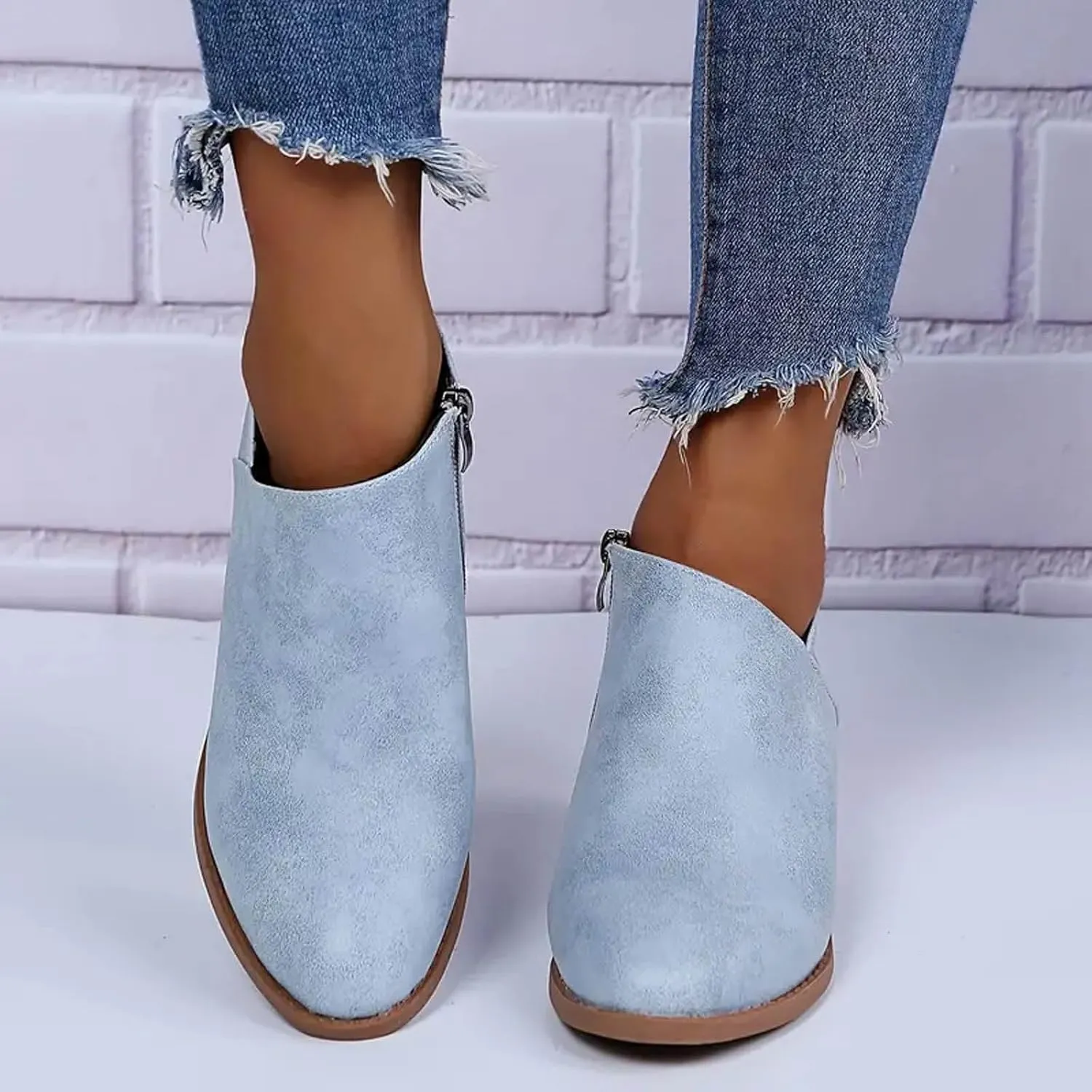 AMDBEL Booties for Women Dressy 2024 Ankle Booties Dressy Low Heel Side Zipper Pointd Toe Fall Winter Short Boots Shoes