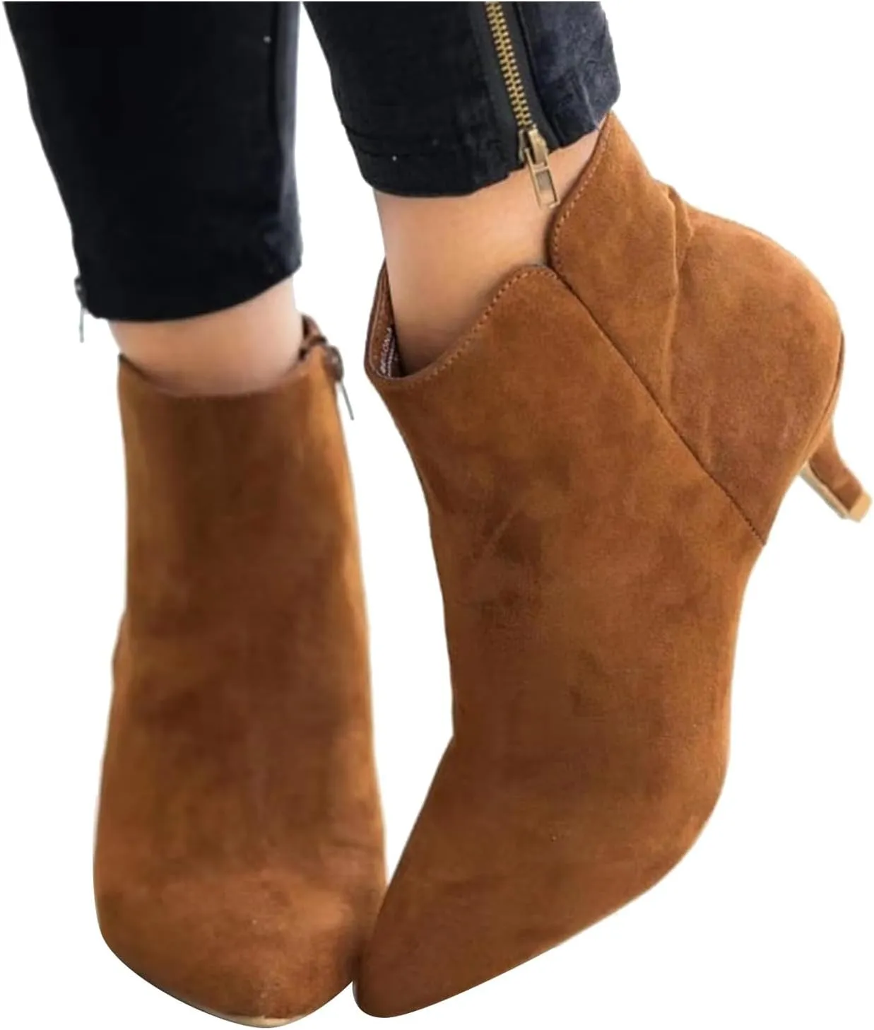 AMDBEL Booties for Women Dressy 2024 Boots Sexy High Heel Ponited Toe Suede Stiletto Boots Ladies Dressy Booties