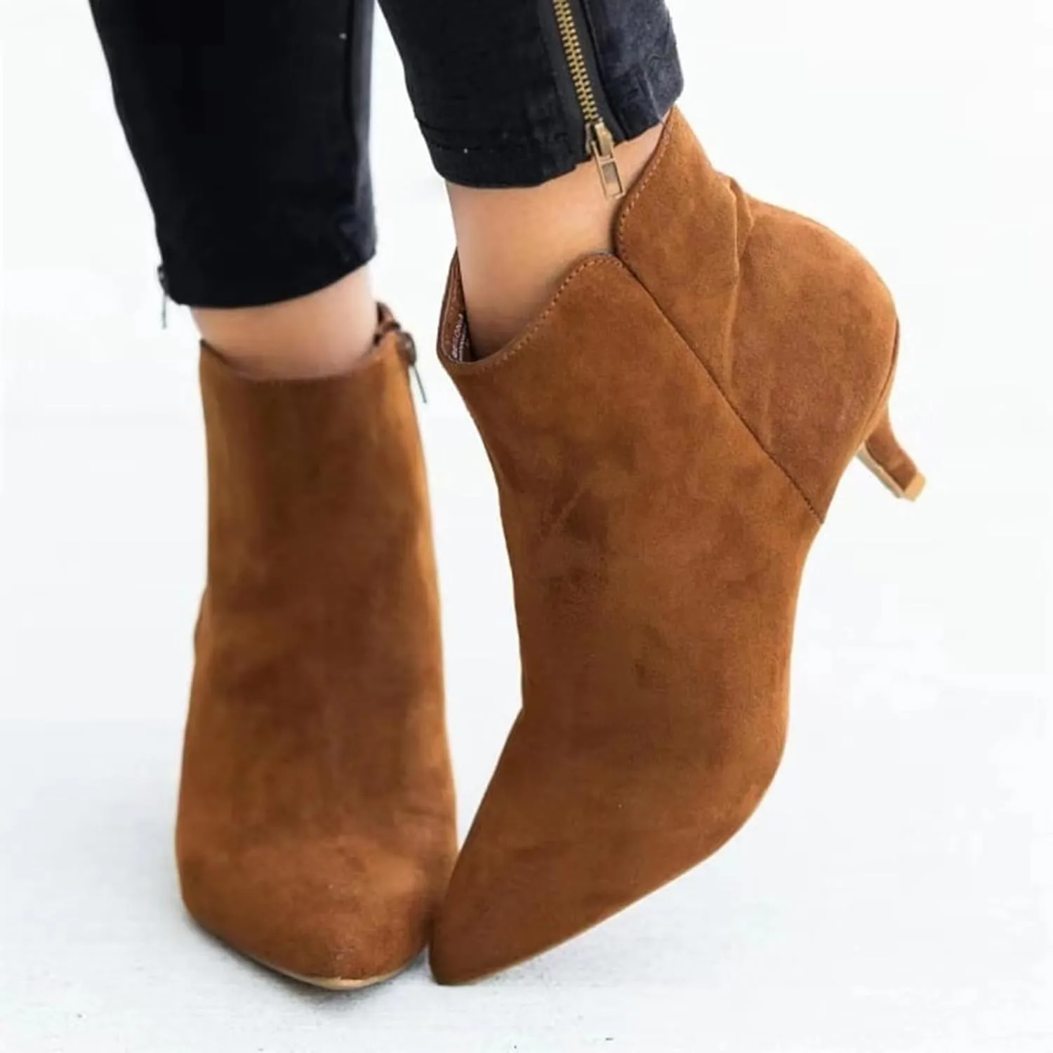 AMDBEL Booties for Women Dressy 2024 Boots Sexy High Heel Ponited Toe Suede Stiletto Boots Ladies Dressy Booties