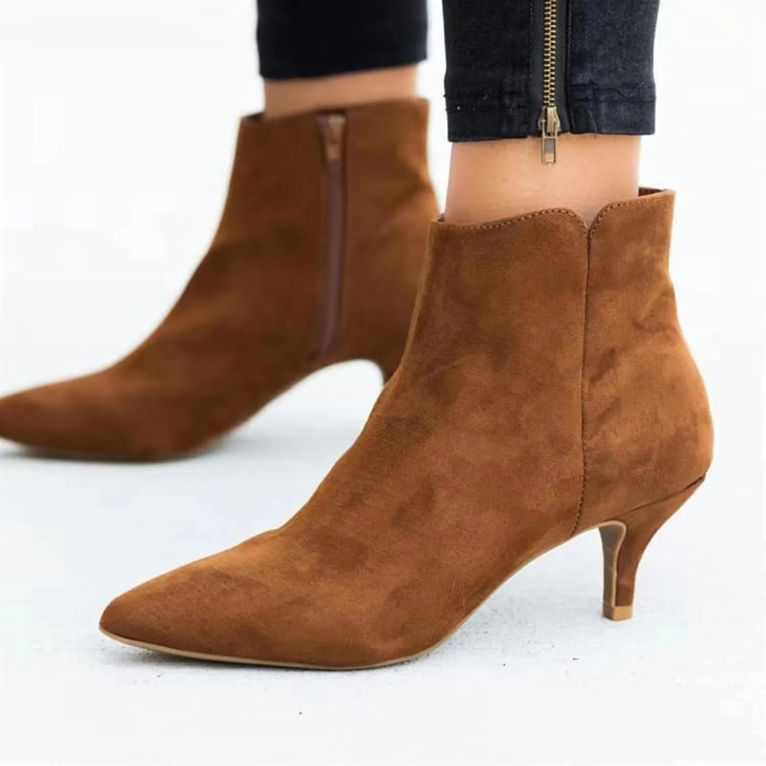 AMDBEL Booties for Women Dressy 2024 Boots Sexy High Heel Ponited Toe Suede Stiletto Boots Ladies Dressy Booties
