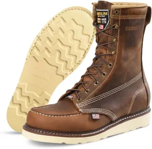 Carolina AMP USA 8" Soft Moc Toe Work Boots for Men - USA Made, Old Town Folklore Leather Upper, Oil & Slip Resistant Outsole, Poron Insole