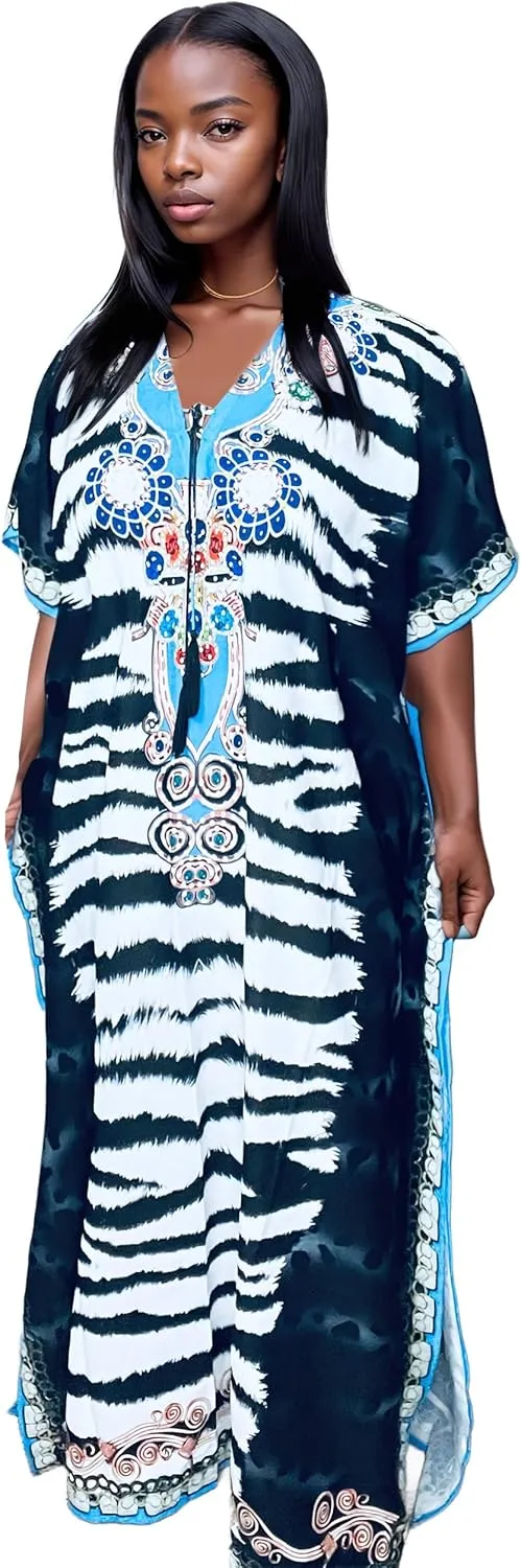 Chic Pullover Kaftan Summer Dresses for Women Provide Sunblock as Swimsuit Cover up