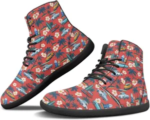 Coloranimal Women's High Top Barefoot Shoes Fashion Sneakers Wide Toe Box Shoes for Women Fashion Walking Shoes Lace Up Shoes Black Sole