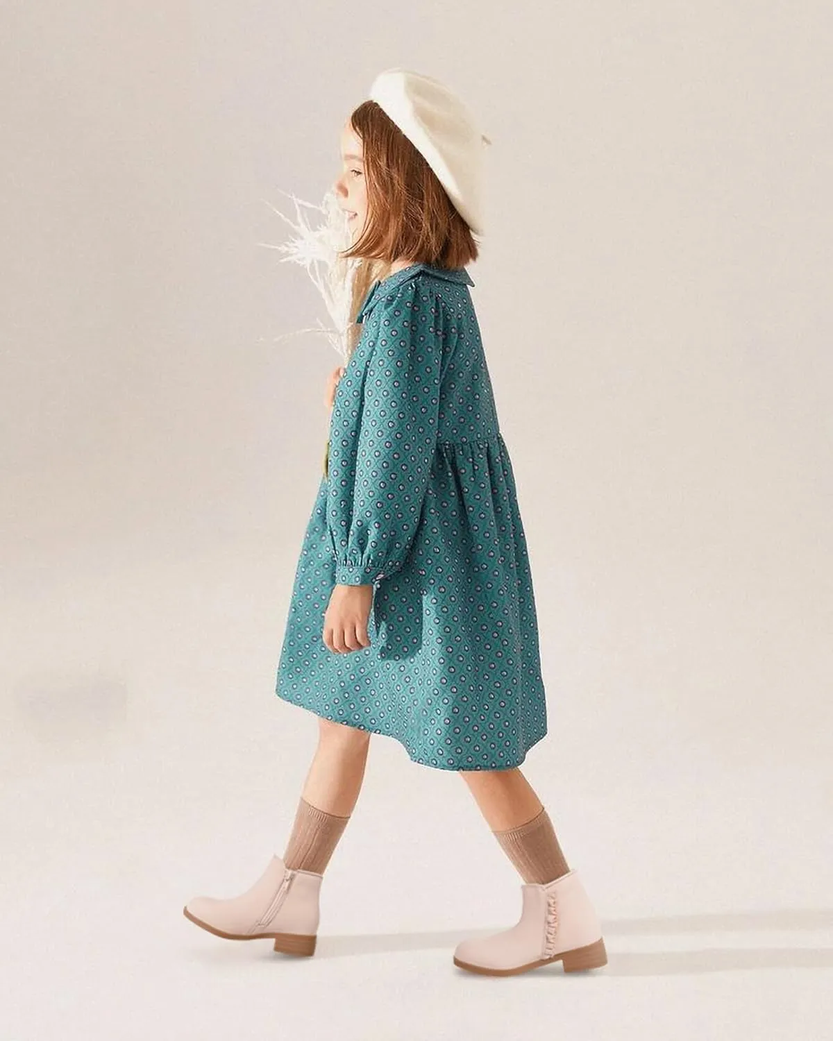 Coutgo Girls Ankle Boots Kids Ruffle Dress Booties Fashion Chunky Side Zip Casual Shoes