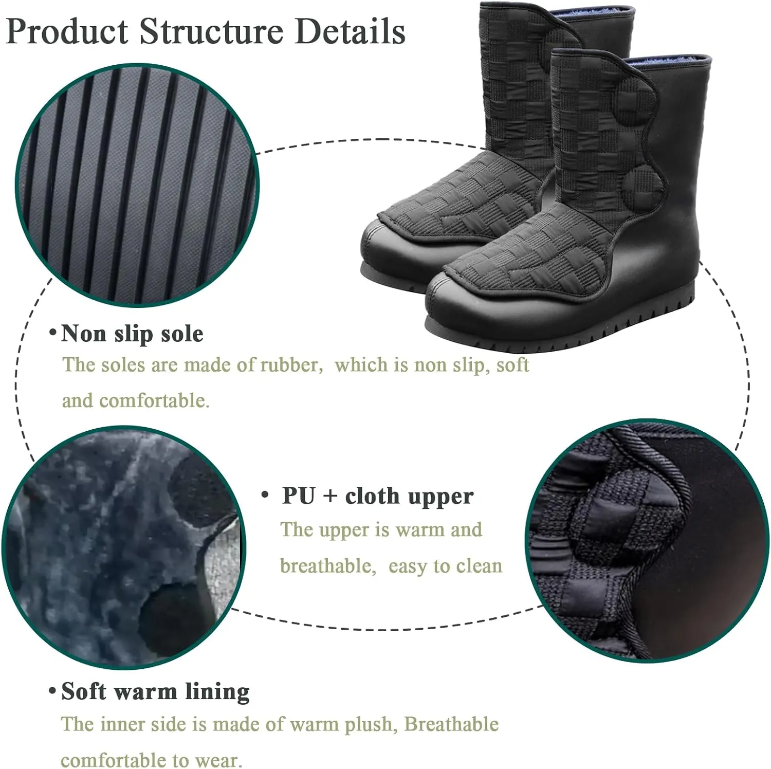 Diabetic Winter Boots for Men Women Extra Wide Slip on Adjustable Walking Shoes with Warm Comfortable Plush Lining Winter Boots for Edema Feet