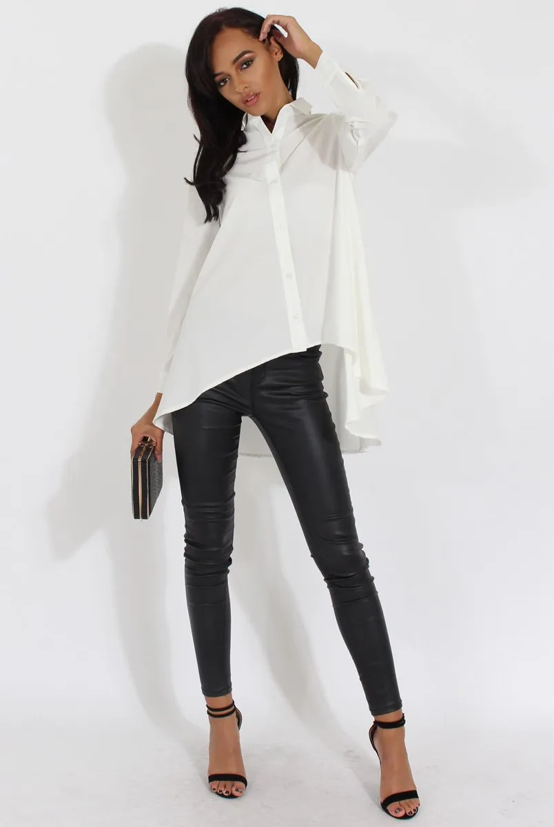 Dipped White Cutting-edge features Hem Shirt - Paloma Time-saving