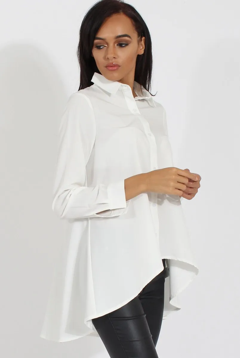 Dipped White Cutting-edge features Hem Shirt - Paloma Time-saving