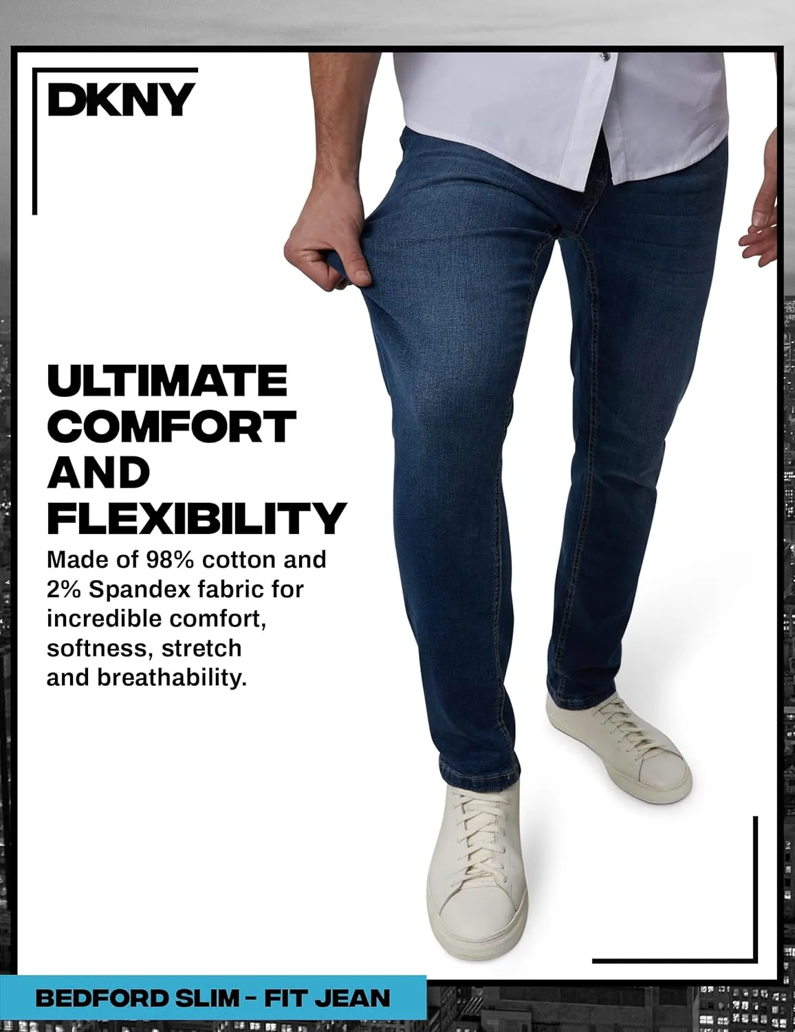 DKNY Men's Jeans - Bedford Stretch Denim Slim Fit Jeans for Men