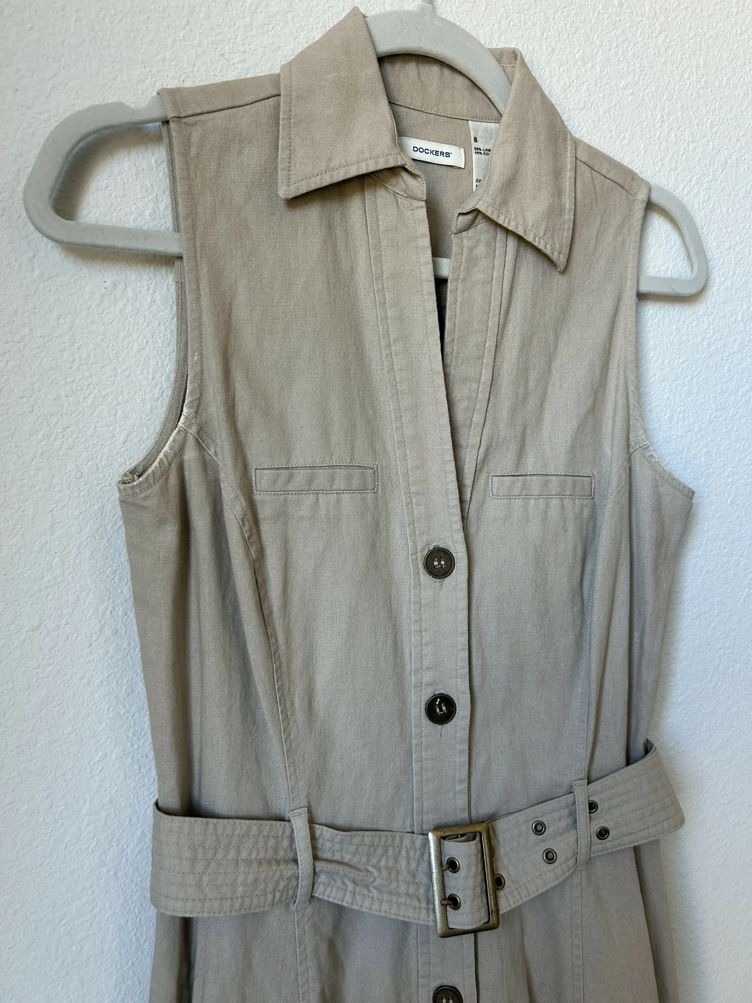 Dockers Linen-Blend Button-Up Dress (Small)