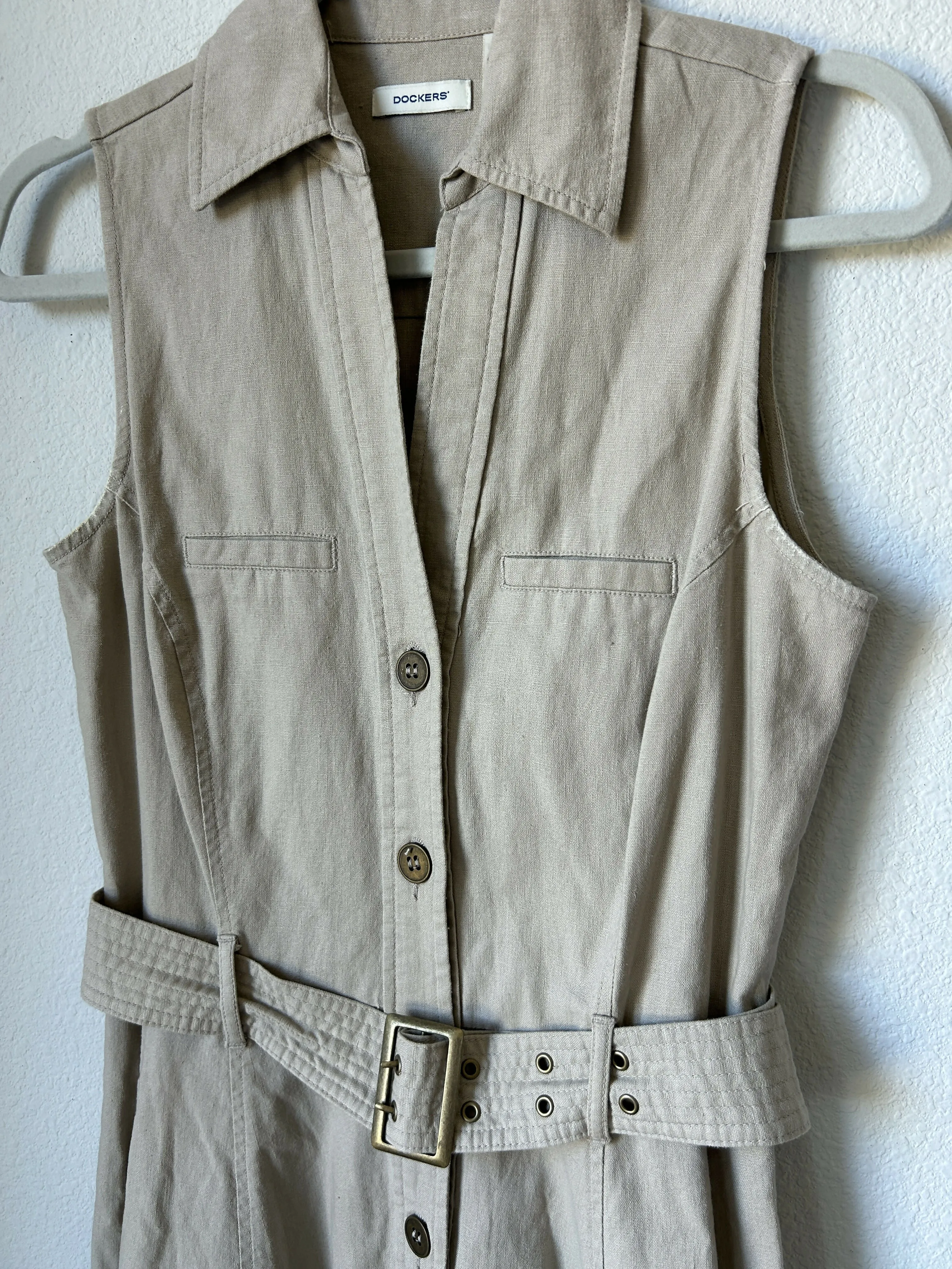 Dockers Linen-Blend Button-Up Dress (Small)