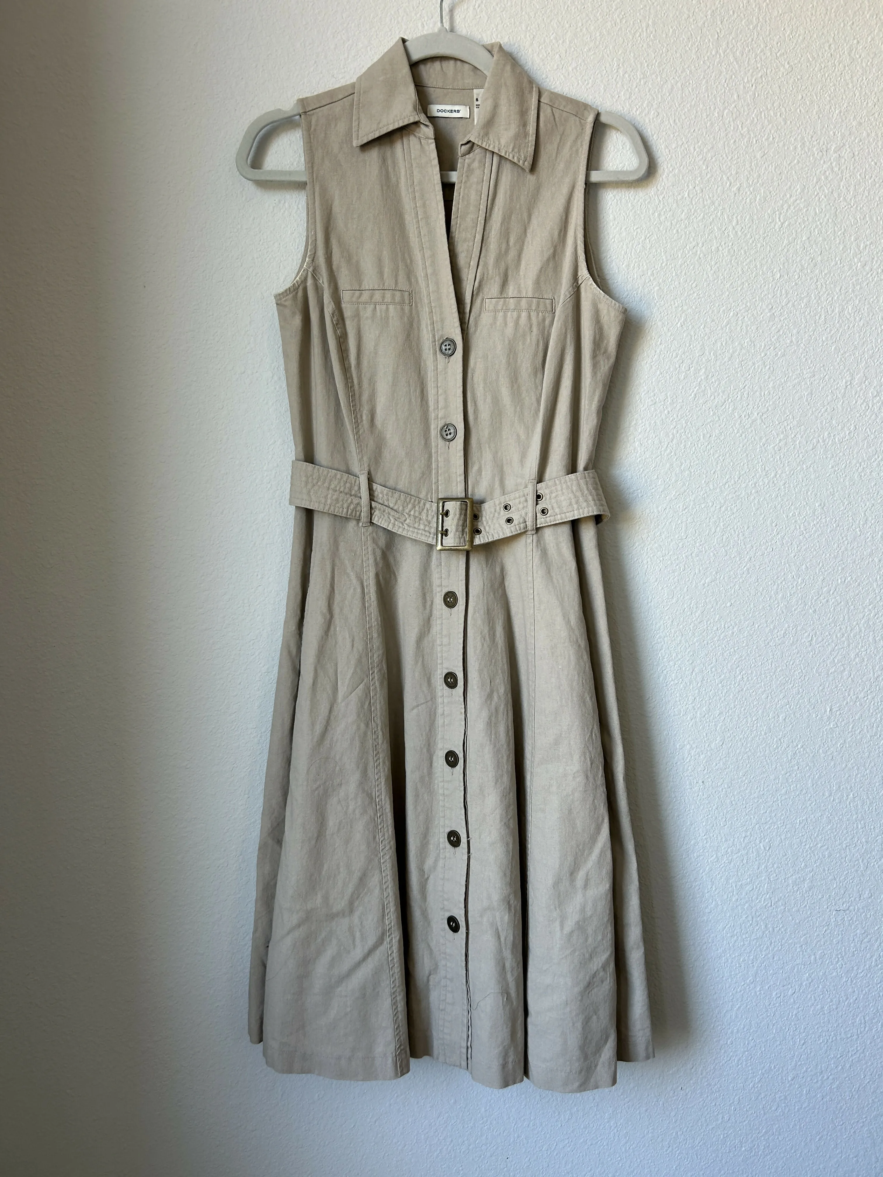 Dockers Linen-Blend Button-Up Dress (Small)