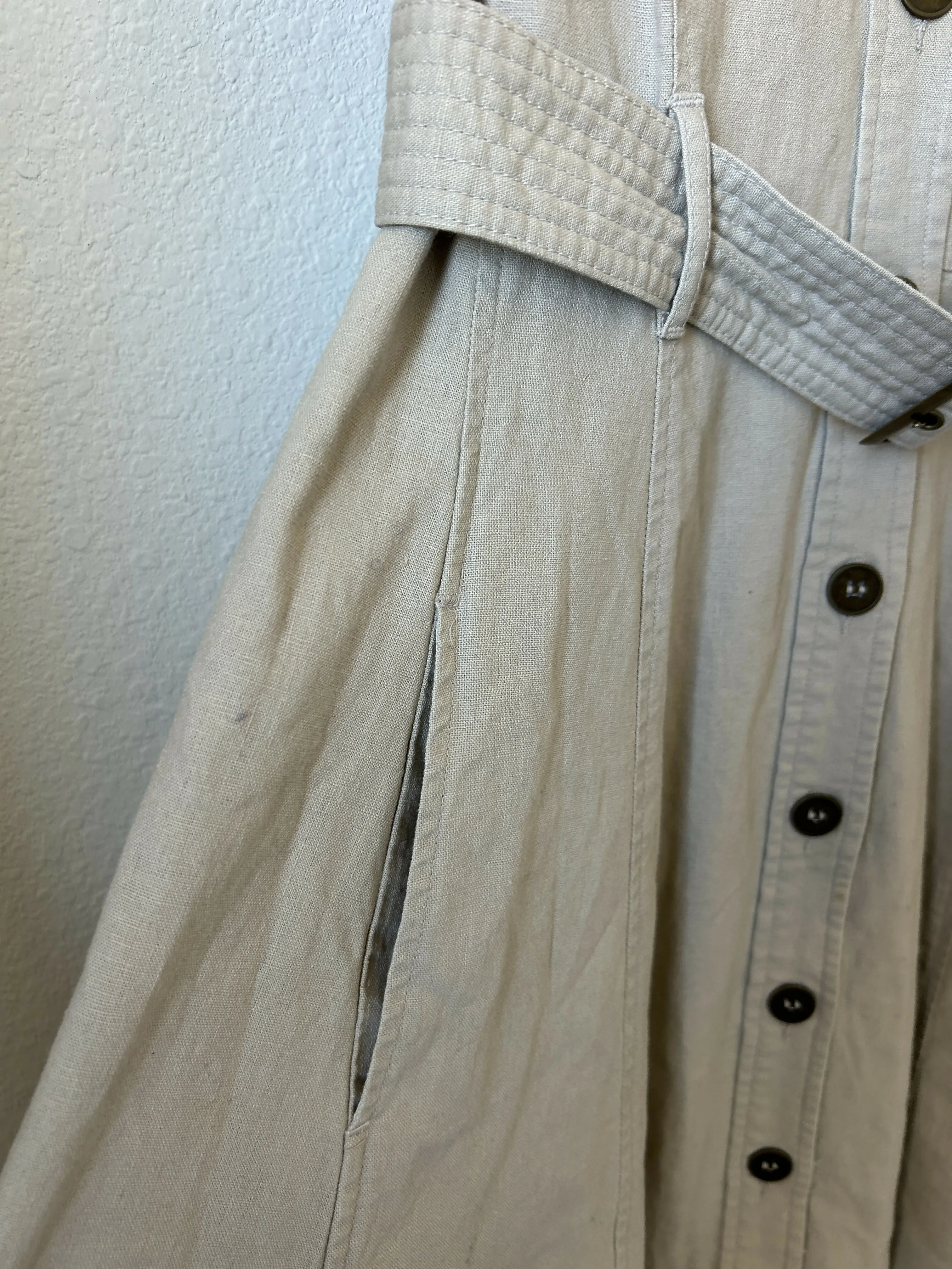 Dockers Linen-Blend Button-Up Dress (Small)