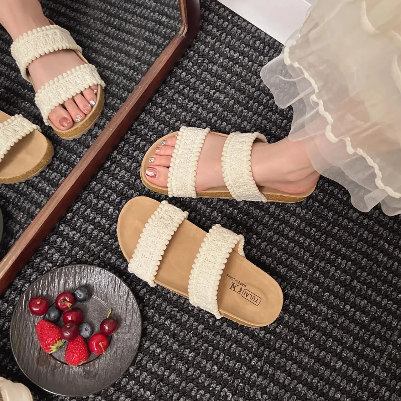 Double Belt Platform Sandals Wooden Clogs for Women Boho Bohemia Comfortable Slides Comfy Comfort Casual Cute Kawaii Fashion Trendy Shoes Beach Rave Summer