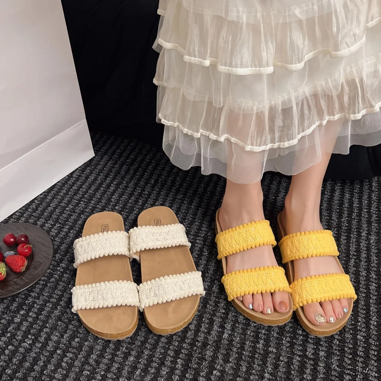 Double Belt Platform Sandals Wooden Clogs for Women Boho Bohemia Comfortable Slides Comfy Comfort Casual Cute Kawaii Fashion Trendy Shoes Beach Rave Summer