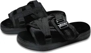DracoSlides Remastered Slides for Men and Women - Covered in Premium Velour with Adjustable Straps Ideal for Wide/Narrow Feet, Sandals with Arch Support & Slip Resistant, Men & Women Footwear, Black