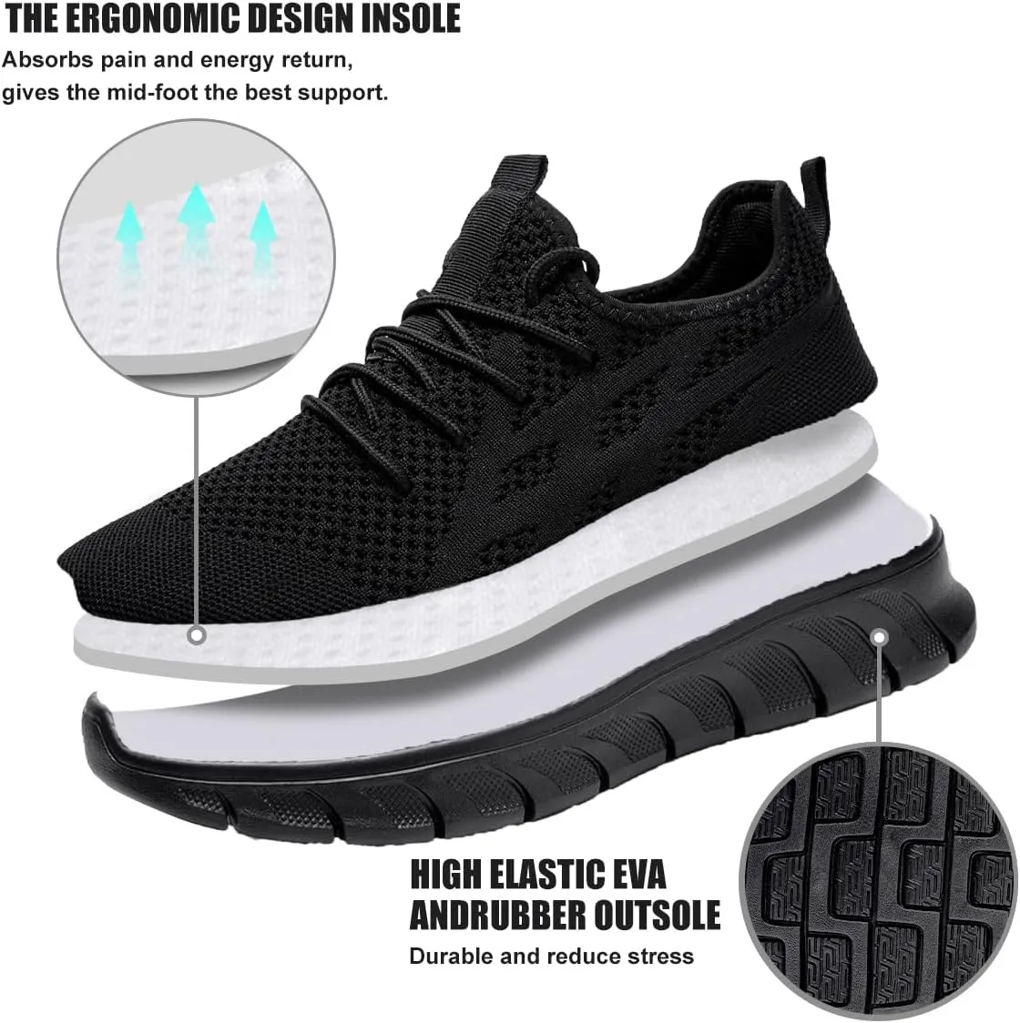 EGMPDA Men's Tennis Shoes Walking Lightweight Breathable Fashion Sneakers Non Slip Workout Gym Shoes for Running