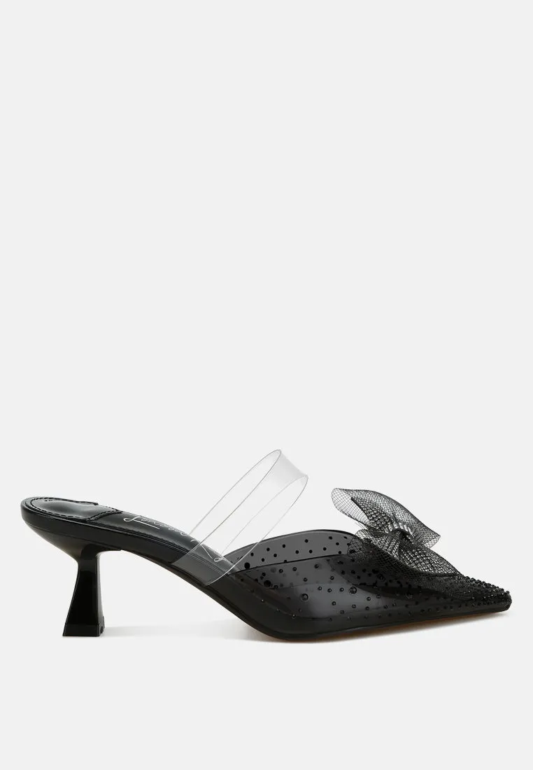 Embellished Bow Kitten Heels by RUW