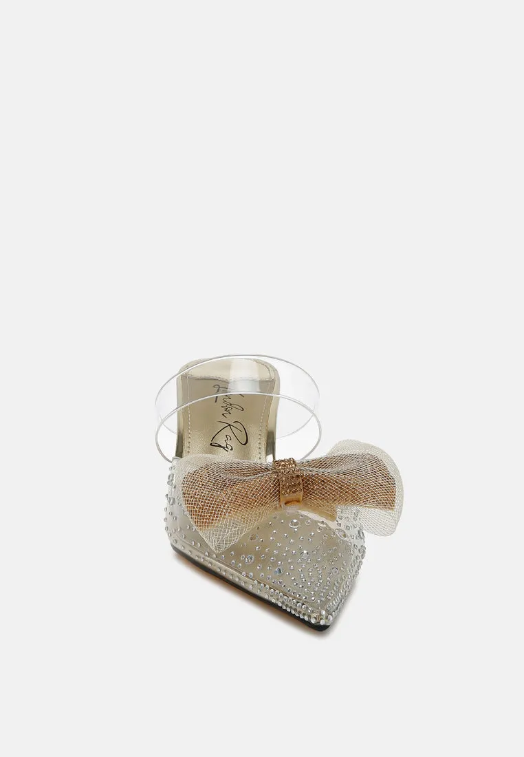 Embellished Bow Kitten Heels by RUW