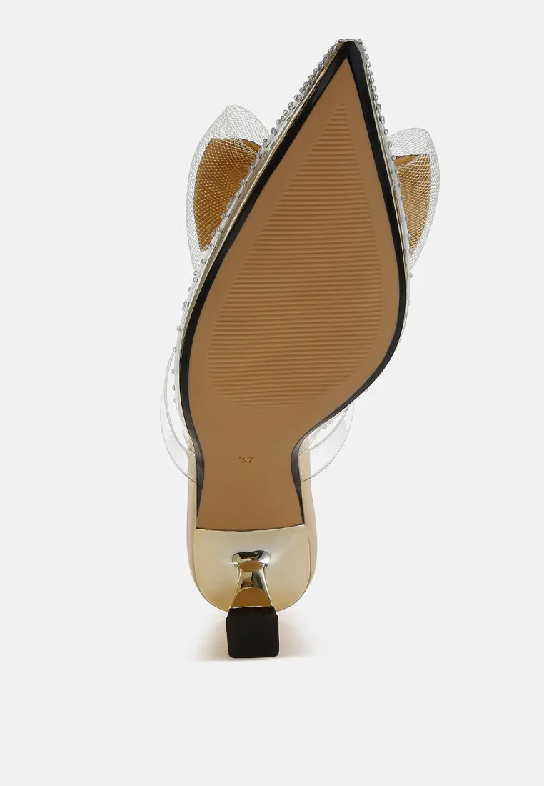 Embellished Bow Kitten Heels by RUW