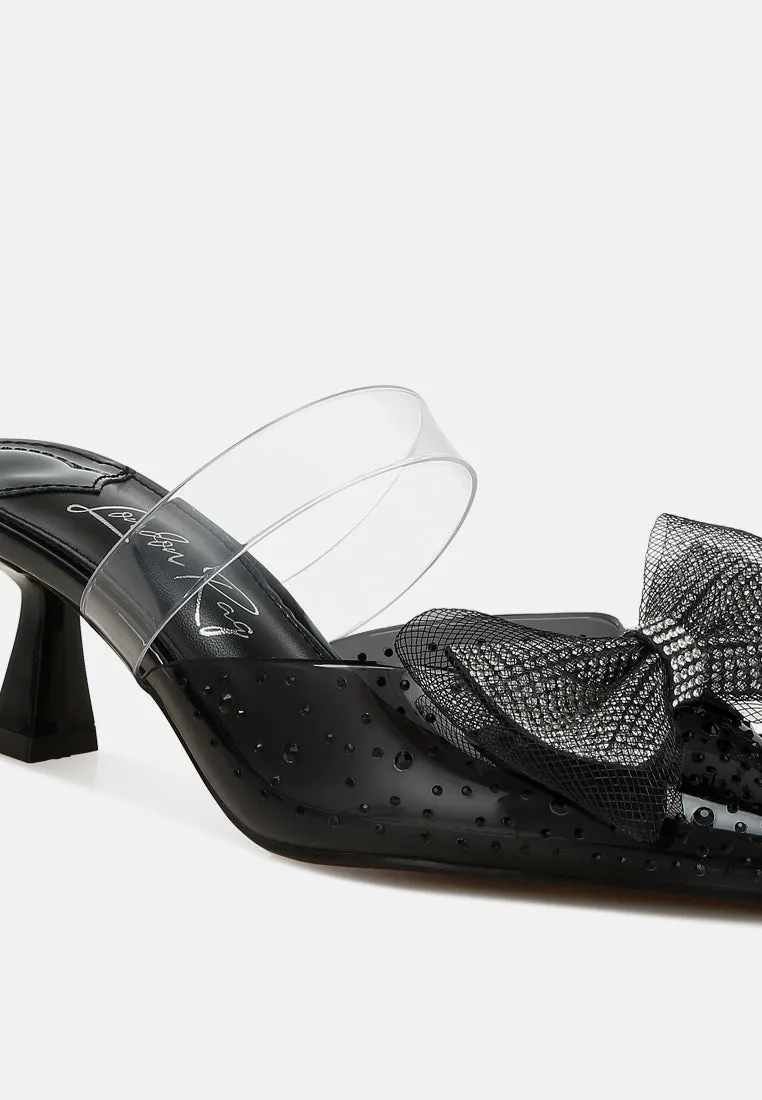 Embellished Bow Kitten Heels by RUW