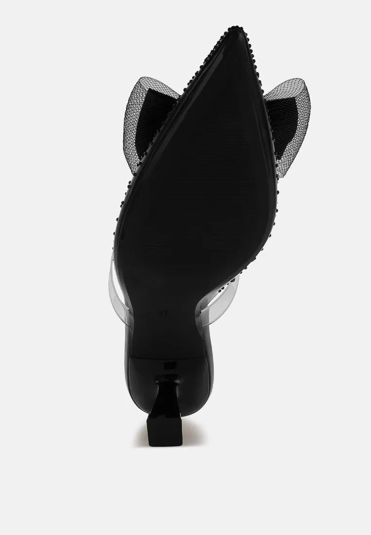 Embellished Bow Kitten Heels by RUW