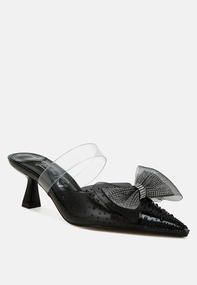 Embellished Bow Kitten Heels by RUW