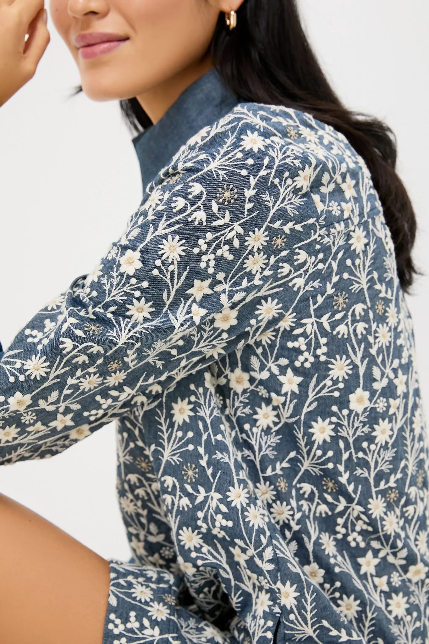 Embroidered Chambray Wildflower Meadows Megan Dress