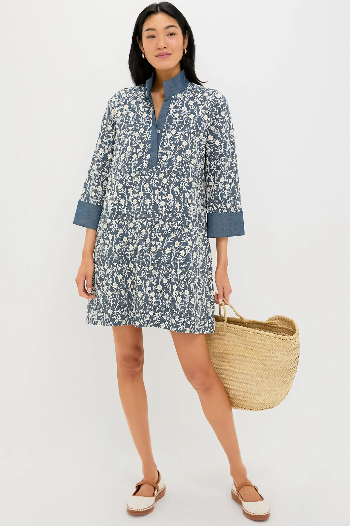 Embroidered Chambray Wildflower Meadows Megan Dress