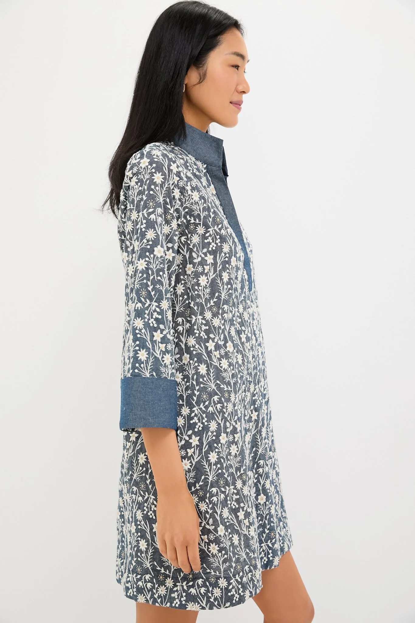Embroidered Chambray Wildflower Meadows Megan Dress