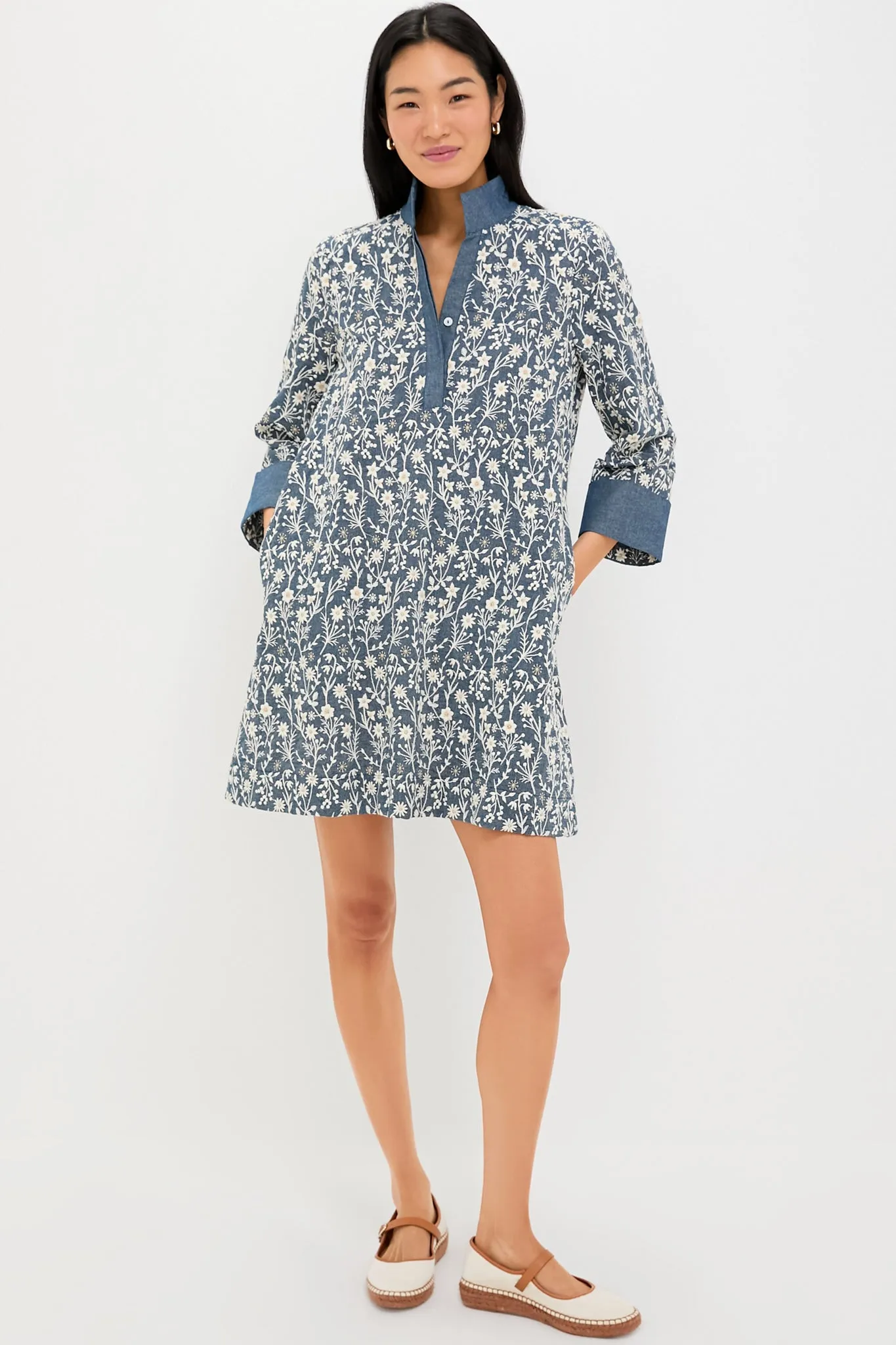 Embroidered Chambray Wildflower Meadows Megan Dress