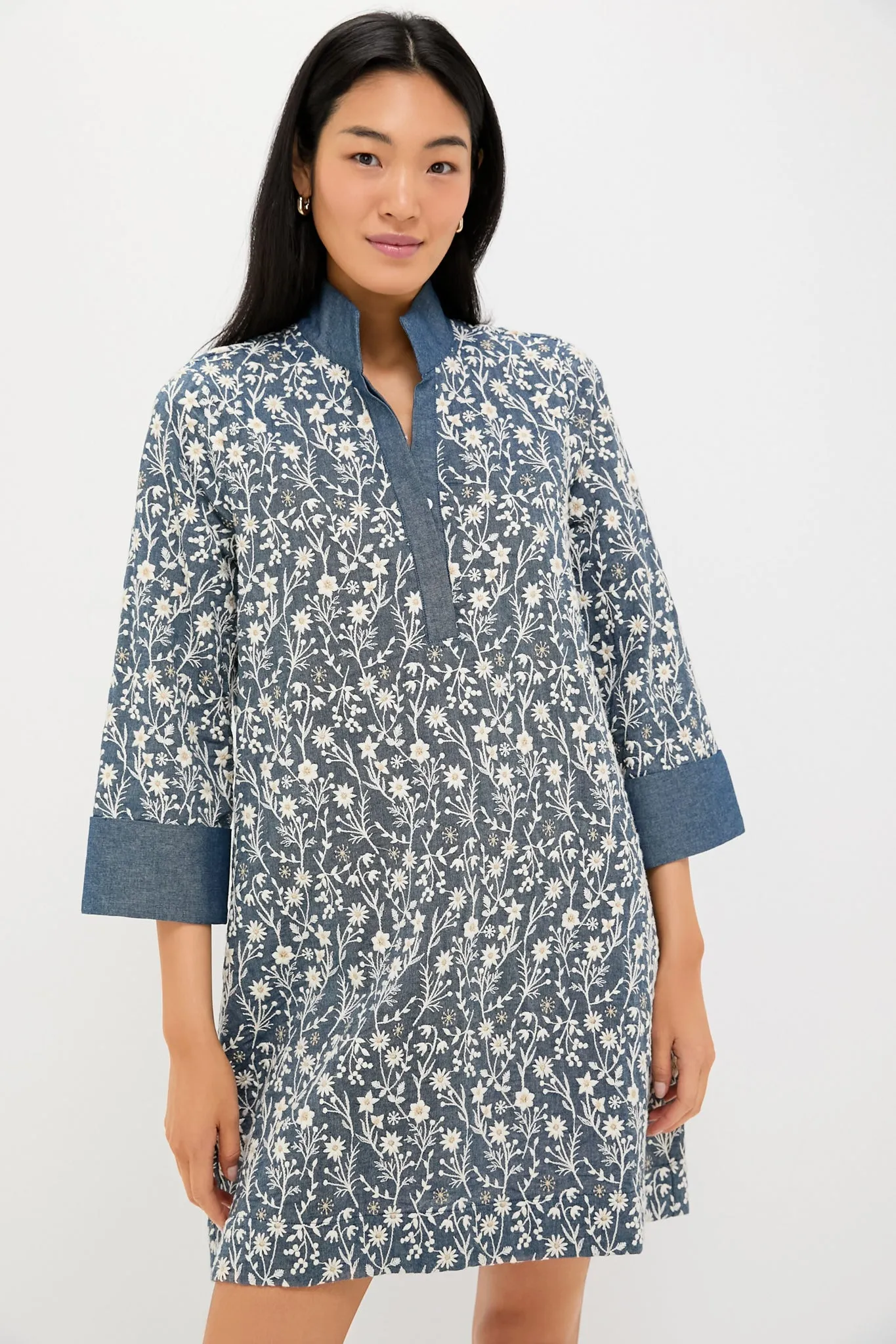 Embroidered Chambray Wildflower Meadows Megan Dress