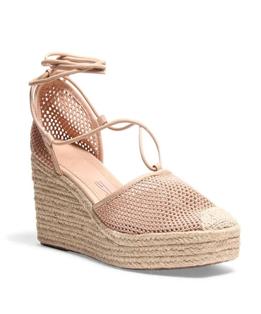 Espadrilhe Santa Lolla Amêndoa Amarração Salto Anabela