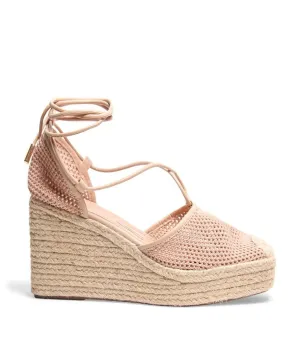Espadrilhe Santa Lolla Amêndoa Amarração Salto Anabela