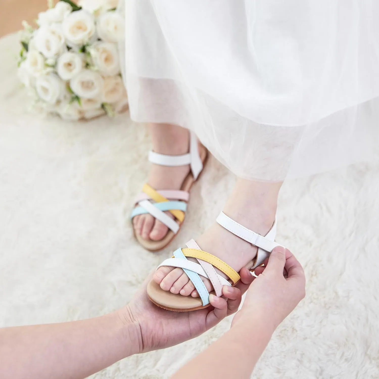 Felix & Flora Toddler Girl Sandals - Little Girl Easter Summer Dress Shoes Lightweight Open Toe Beach Holiday.