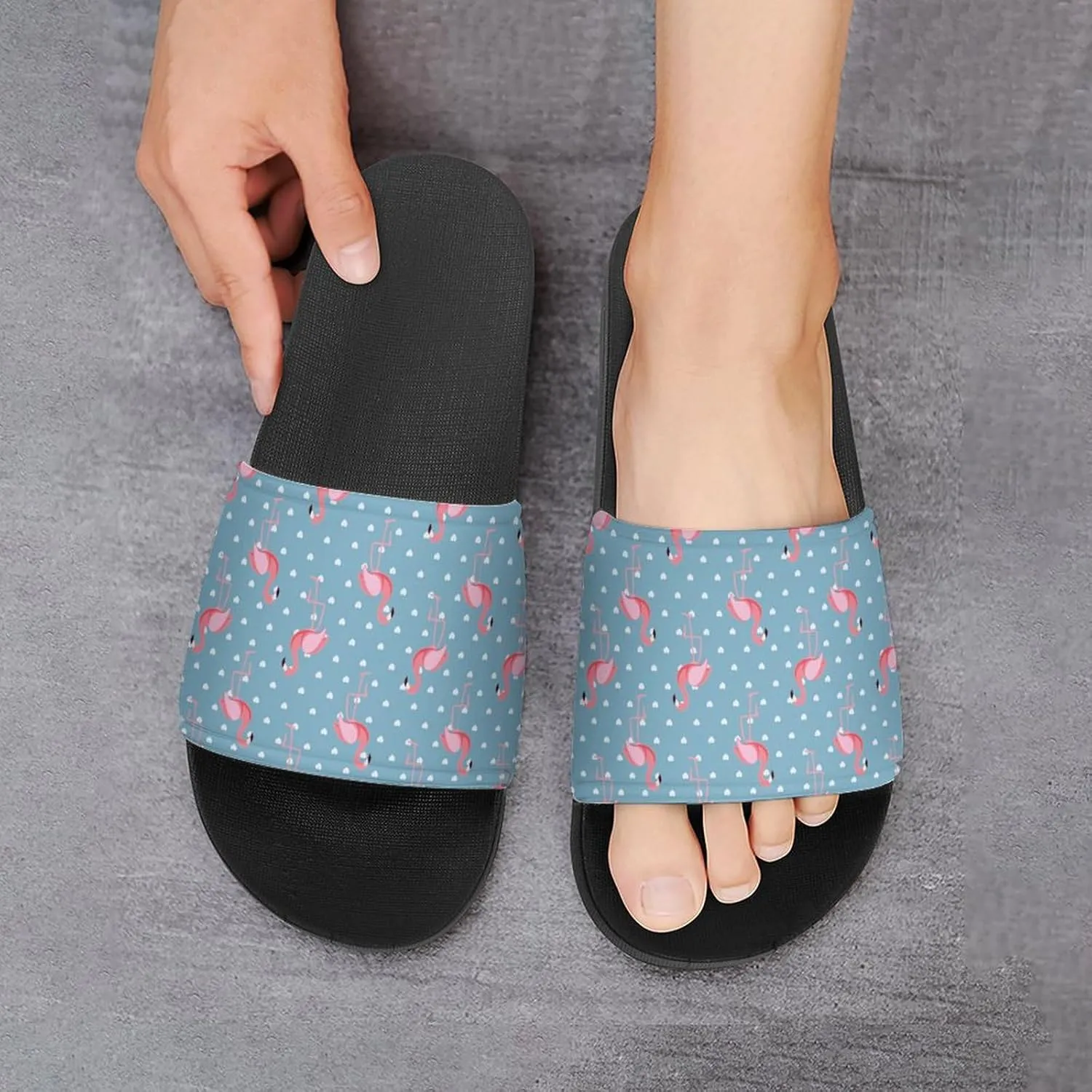 Flamingo PVC Home Slippers Men Womans Non Slip Bathroom Open Toe Shoes Lightweight Outdoor Sandals Summer Beach Slides