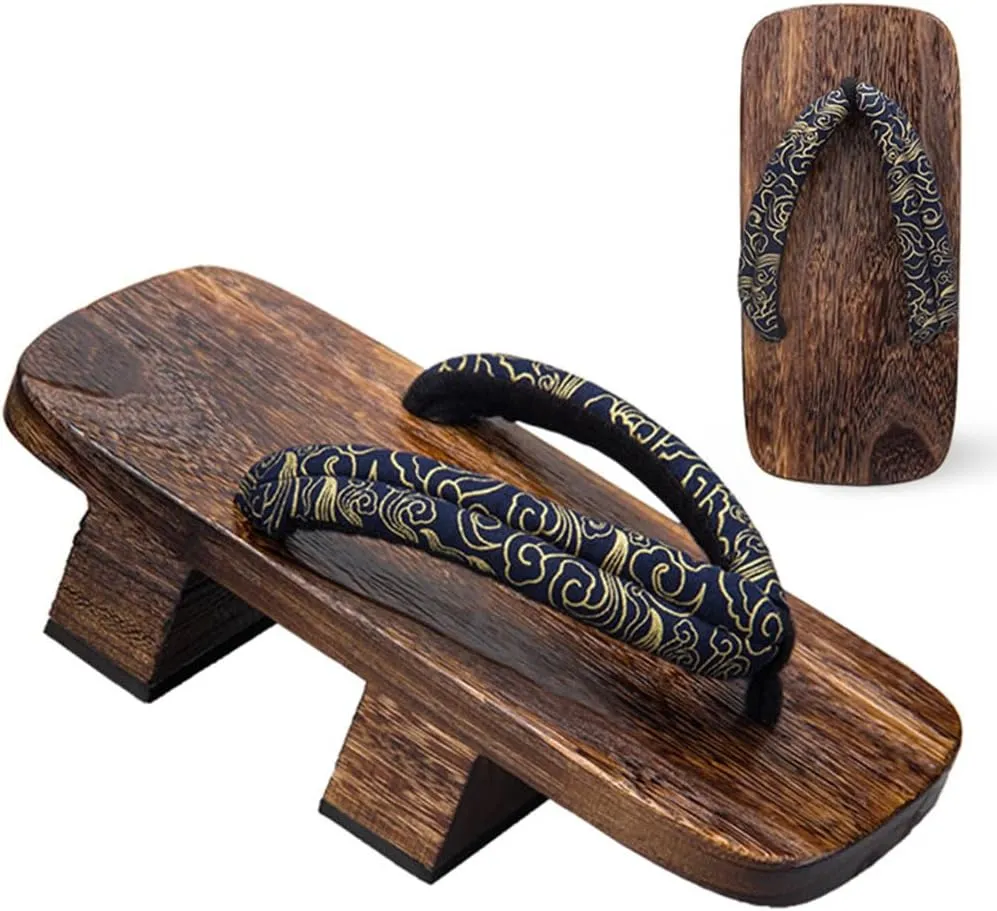 Flip-flops Wooden Clogs Slippers,Japanese Wooden Clogs Sandals Japan Traditional Shoes,Couples Clogs Kimono Slippers,Anti- skid Fashion Beach Height Heel Sandals