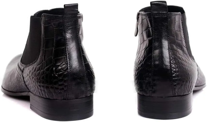 For Men Ankle Boots Mens Pointed Low Heel Chelsea Boots Office Holiday Business Party For Club The First Layer Of Cowhide Genuine Leather