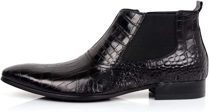 For Men Ankle Boots Mens Pointed Low Heel Chelsea Boots Office Holiday Business Party For Club The First Layer Of Cowhide Genuine Leather