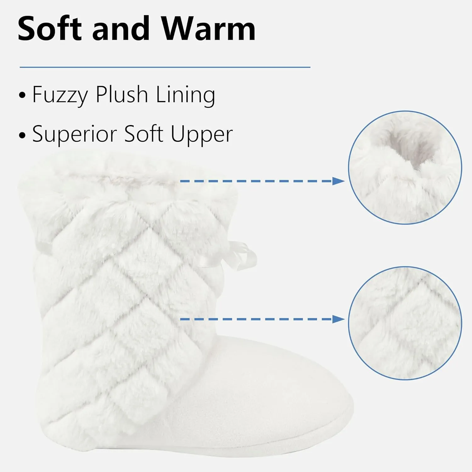 Forfoot Slippers Womens Indoor Slipper Boots for Ladies Girls with Knitted Upper and Bow