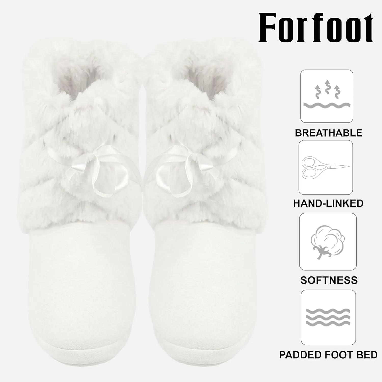 Forfoot Slippers Womens Indoor Slipper Boots for Ladies Girls with Knitted Upper and Bow