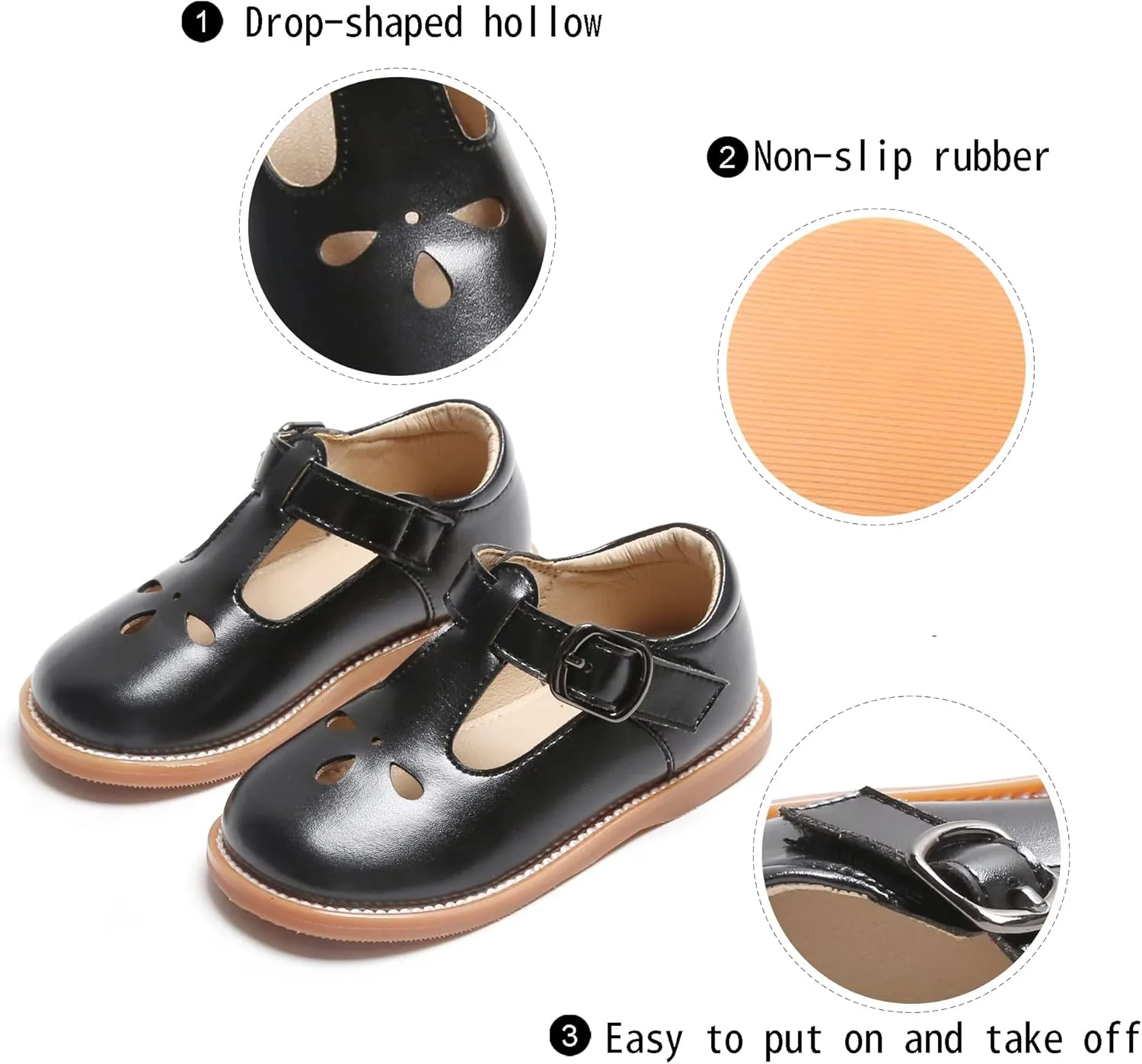 GINFIVE Toddler Little Girls Mary Janes Flats Girls Dress Shoes Kids Shoes