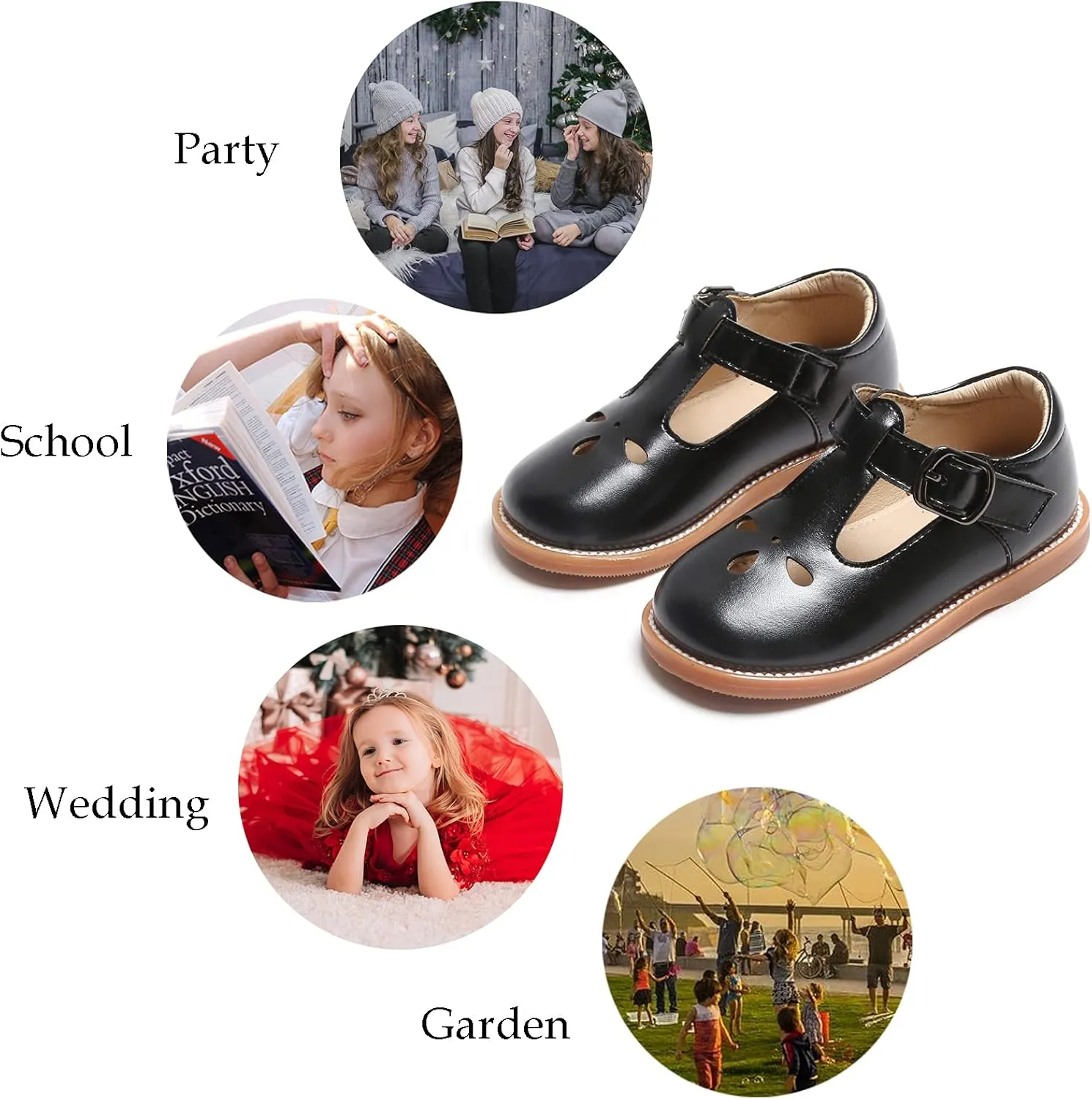 GINFIVE Toddler Little Girls Mary Janes Flats Girls Dress Shoes Kids Shoes