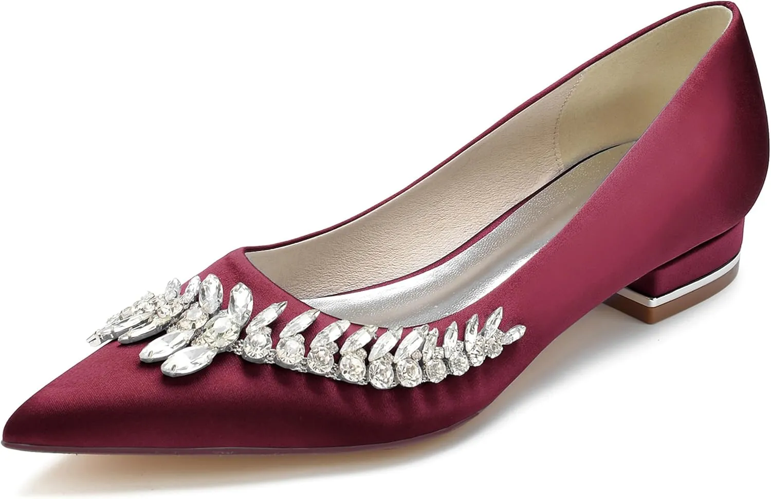 Hanfike Girls Womens Dress Wedding Flats Slip-on Rhinestones Beaded Evening Dress Shoes JY218