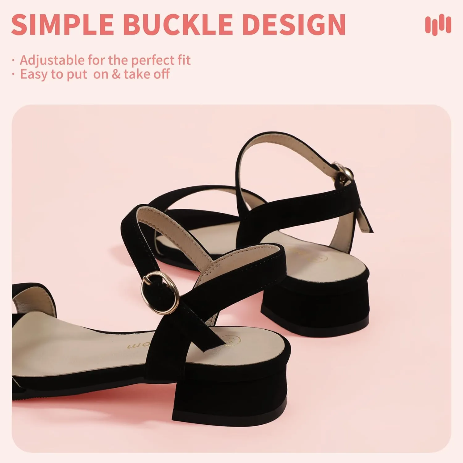 Hehainom Girls Dress Shoes Sandals Open Toe Flower Girl Wedding Party School for Little Big Kids Chunky Low Heels Shoes