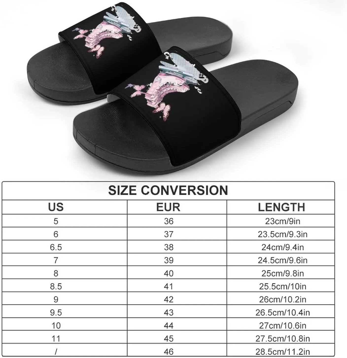Ice Skate Figure Skating Skater Home Slippers Non-Slip PVC Shower Slippers Open Toe Sandals for Men Women