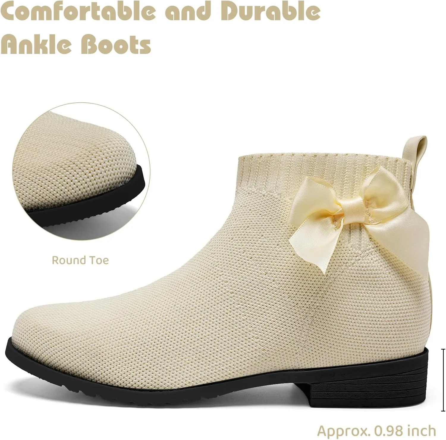 IceUnicorn Girls Chelsea Boots Knit Sock Ankle Boots Slip On Short Booties Girls Low Heel Boots for Little Kid/Big Kid