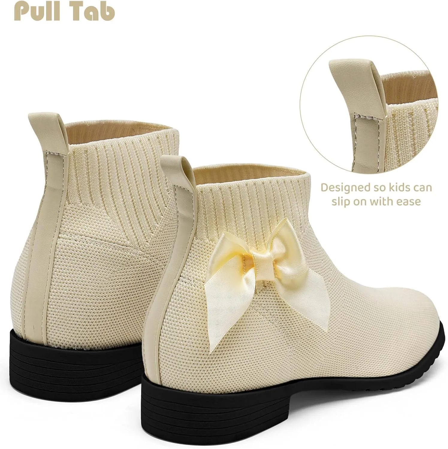 IceUnicorn Girls Chelsea Boots Knit Sock Ankle Boots Slip On Short Booties Girls Low Heel Boots for Little Kid/Big Kid